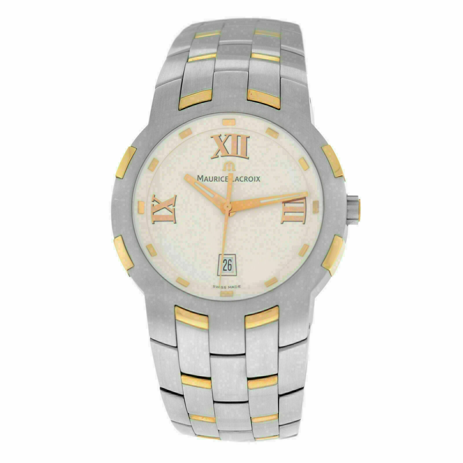 New Men Maurice Lacroix Milestone MS1017-PS103-110 Steel Gold $2500 Quartz Watch