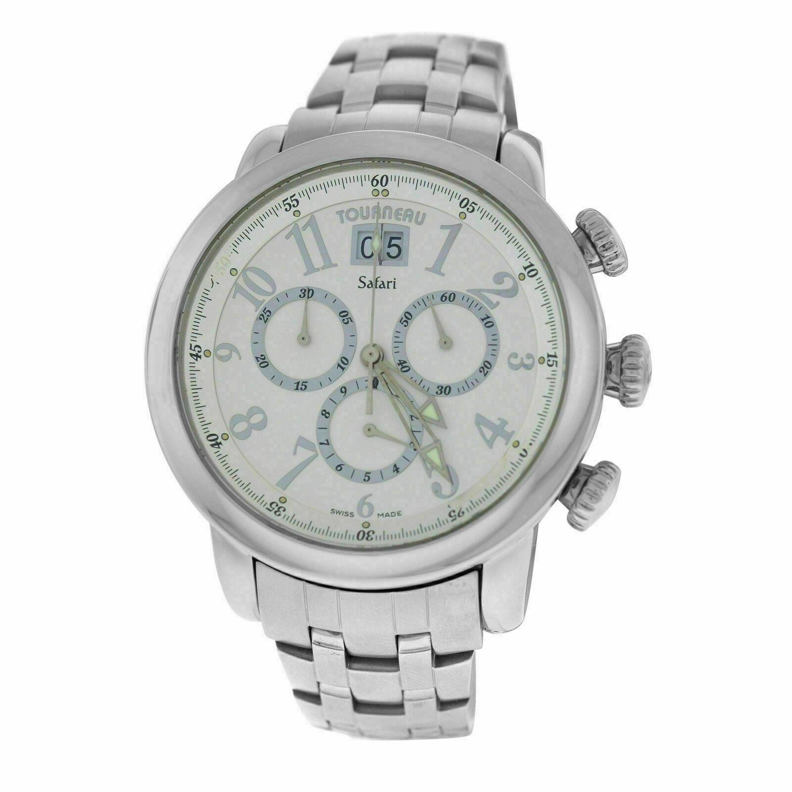 Mens Tourneau Safari Pilot Big Date S32040 43MM Quartz Chrono Watch