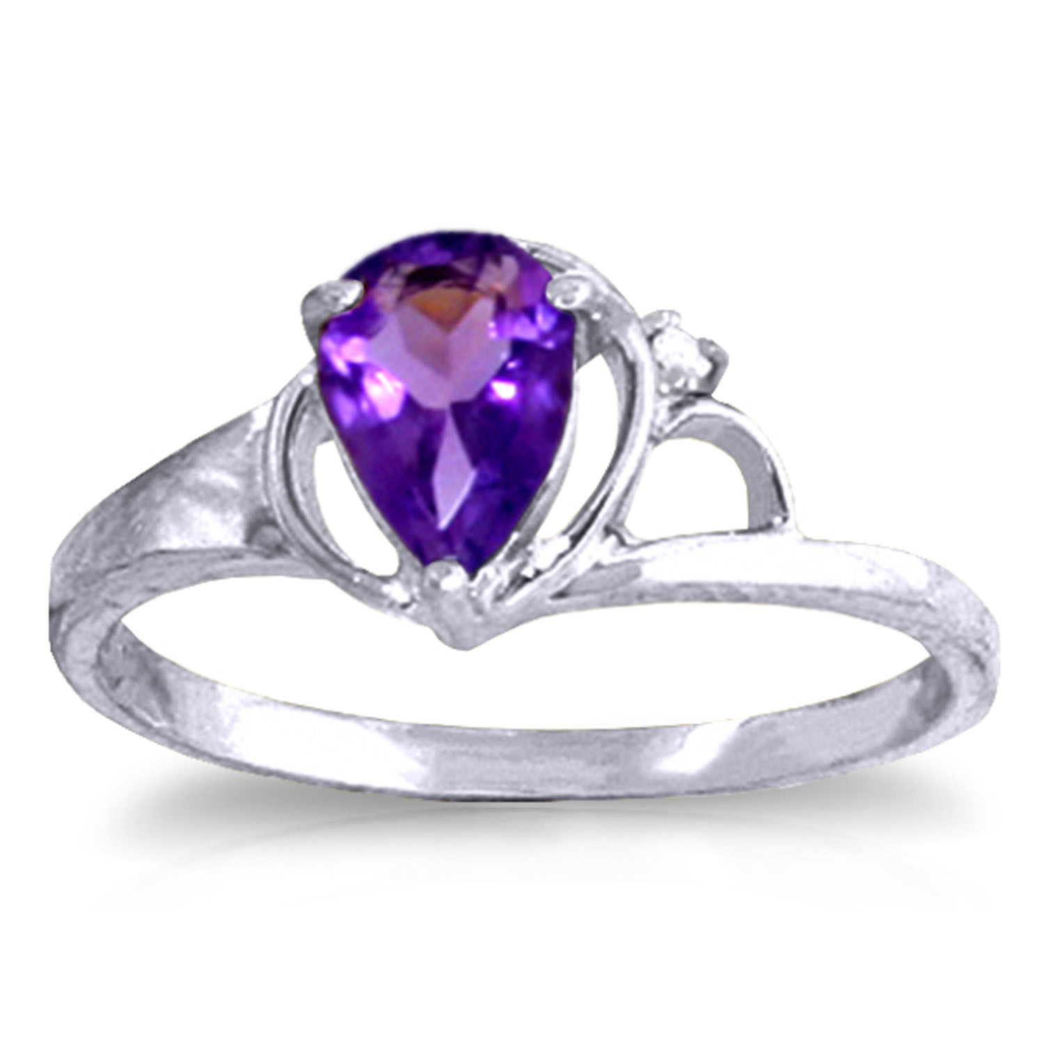 0.66 CTW 14K Solid White Gold Love Is Alive Amethyst Diamond Ring