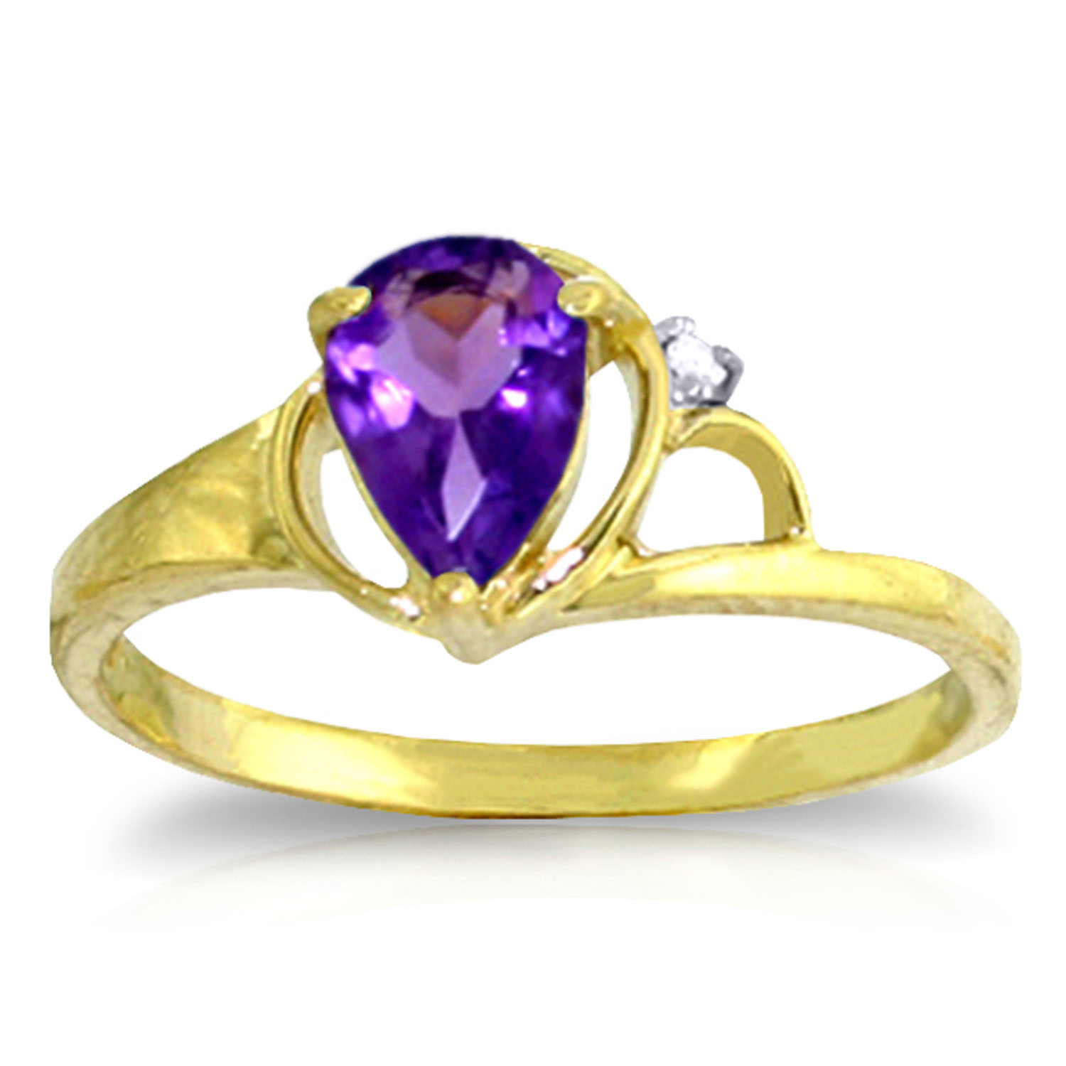 0.66 CTW 14K Solid Gold High Quality And Away Amethyst Diamond Ring
