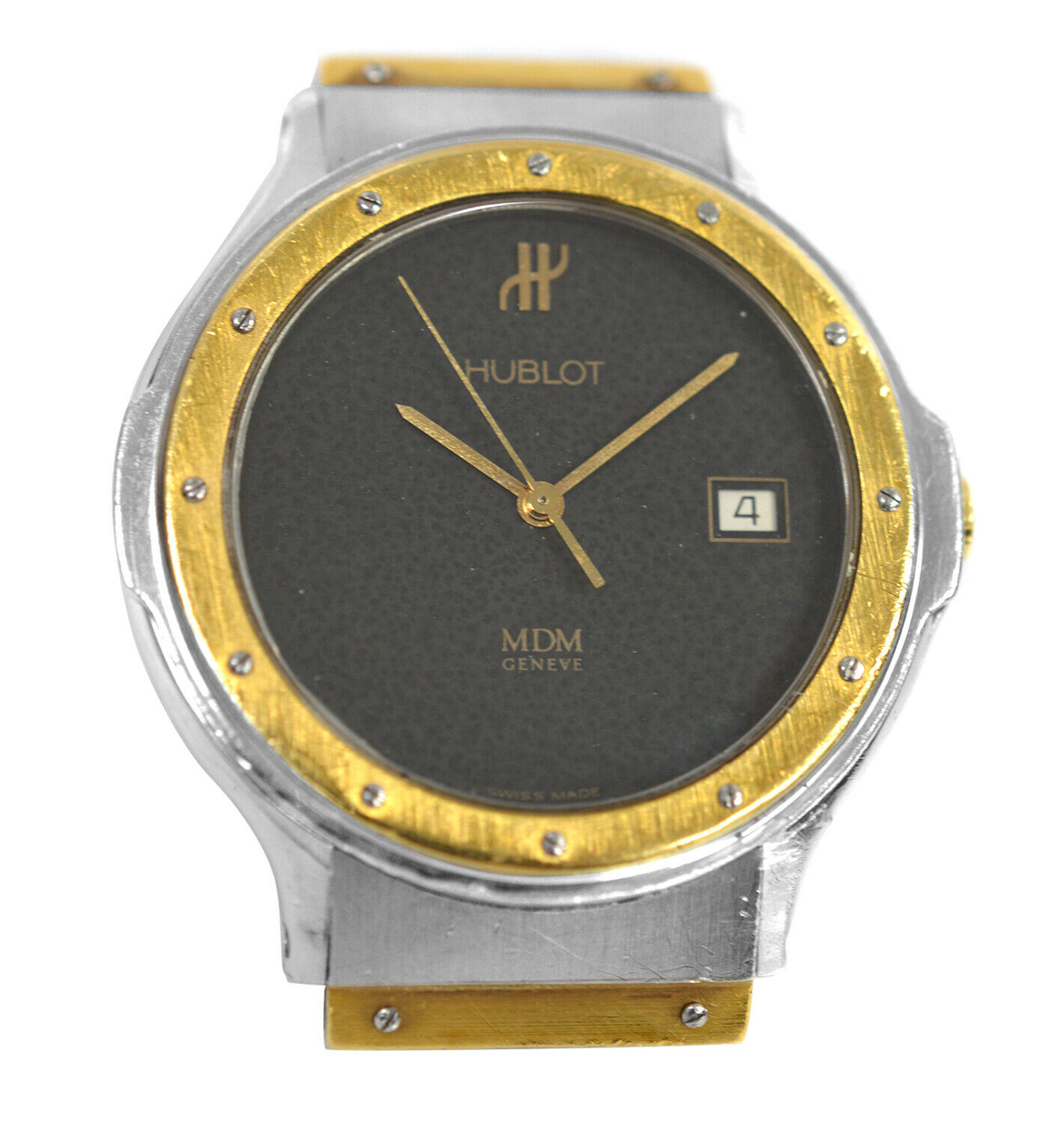 Hublot MDM Geneve Classic Gold Steel Quartz Date 36MM Watch Broken