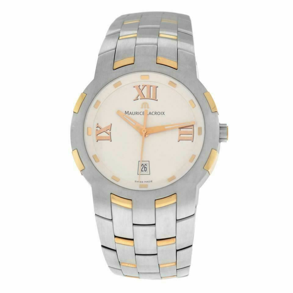 New Men Maurice Lacroix Milestone MS1017-PS103-110 Steel Gold $2500 Quartz Watch