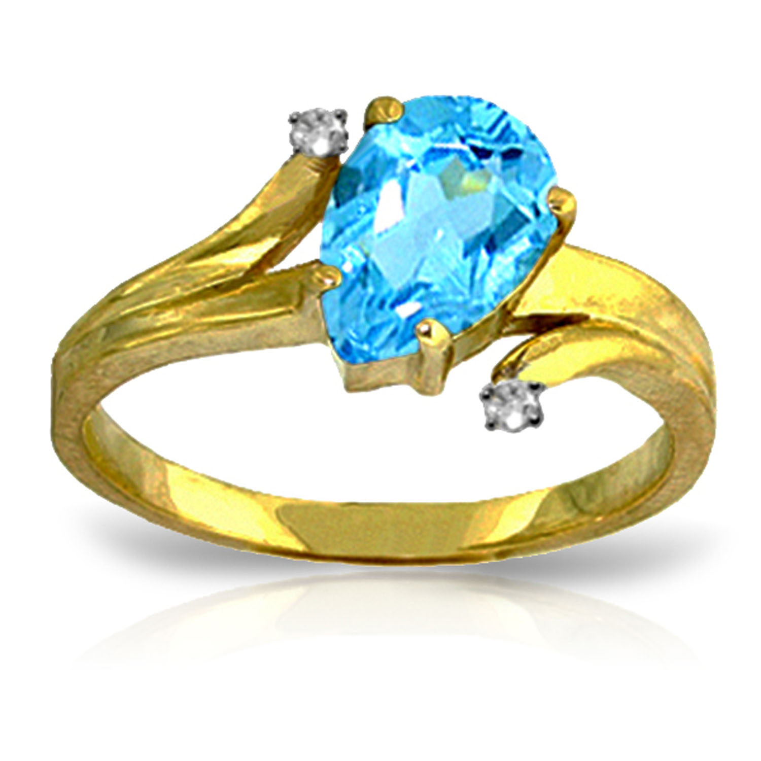 1.51 CTW 14K Solid Gold Take My Hand Blue Topaz Diamond Ring