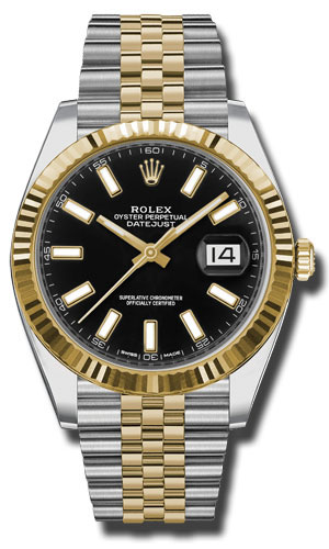 Rolex Two-Tone DateJust II 126333 bkij Yellow Gold Black Index Dial Watch