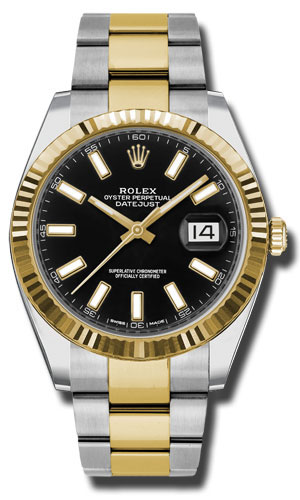 Rolex Two-Tone DateJust II 126333 bkio Yellow Gold Black Index Dial Watch