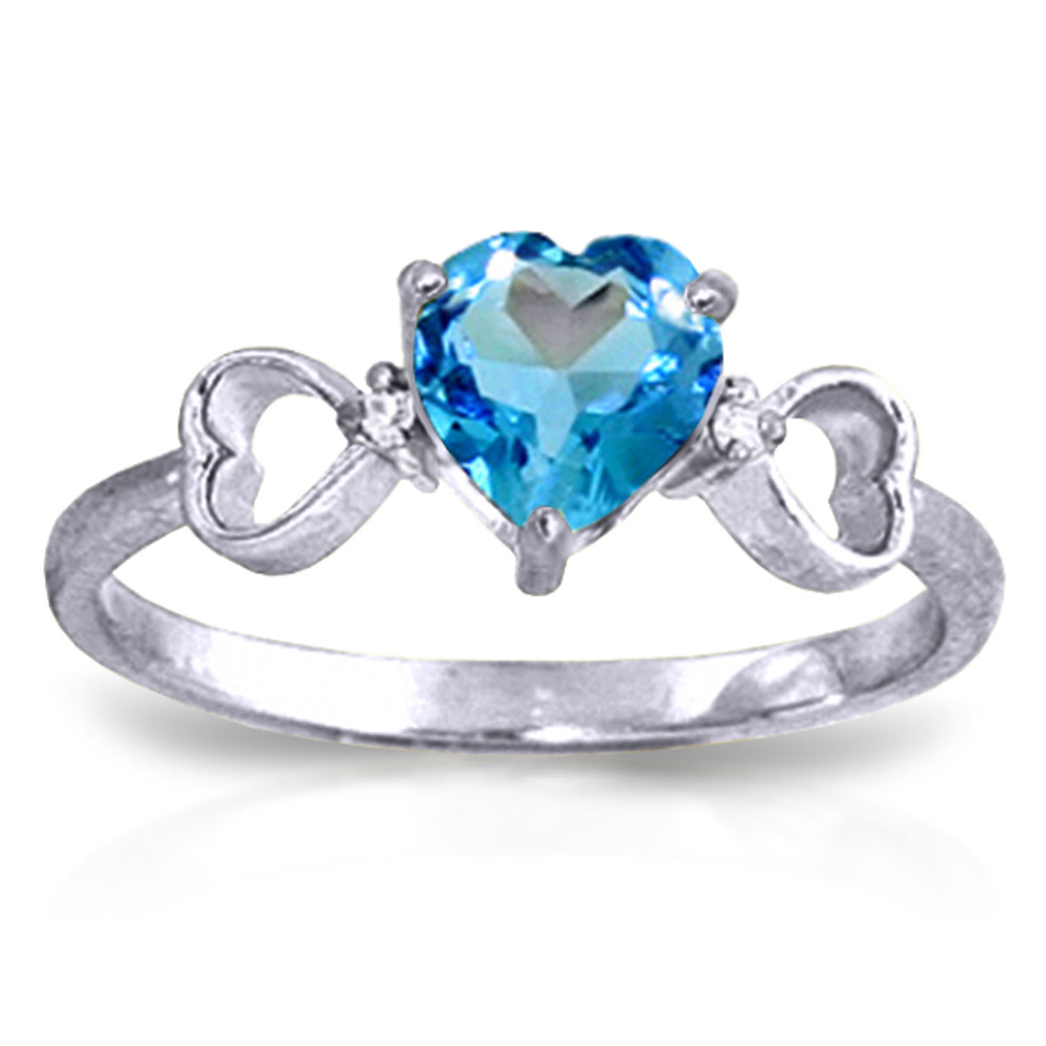 0.96 CTW 14K Solid White Gold Carry You High Quality Blue Topaz Diamond Ring