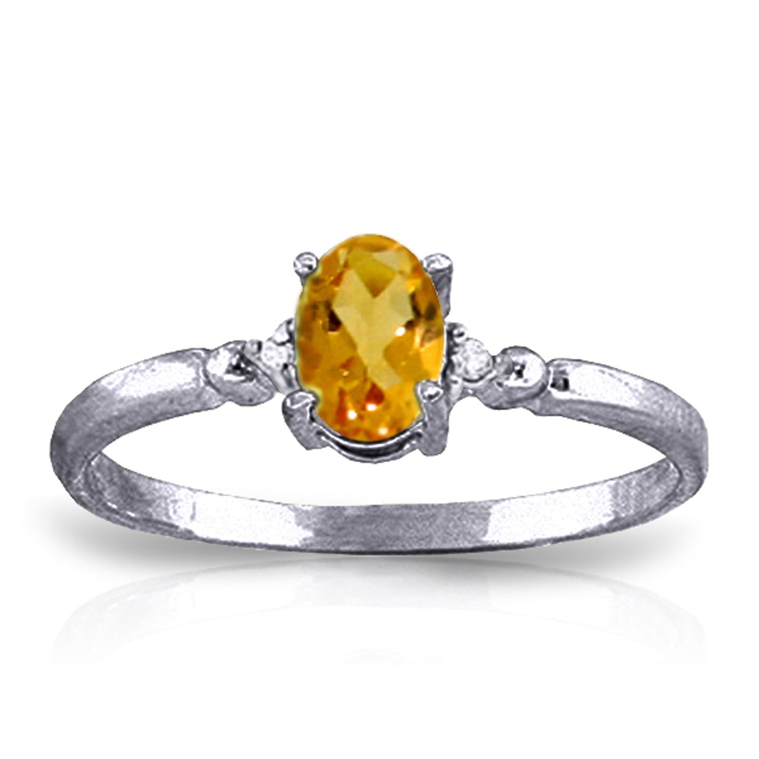 0.46 CTW 14K Solid White Gold Blast From Present Citrine Diamond Ring