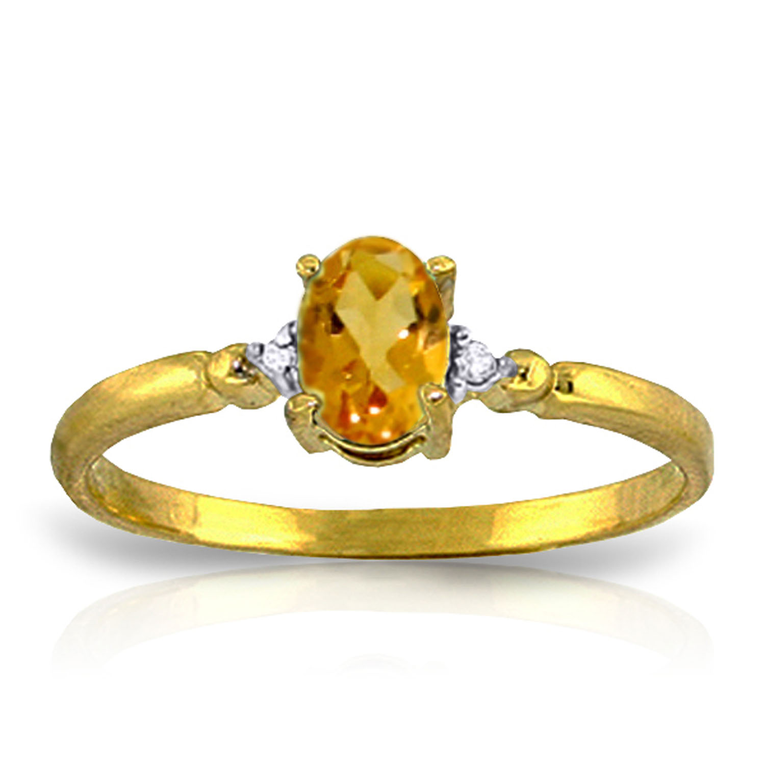 0.46 CTW 14K Solid Gold Citrine Rules Citrine Diamond Ring