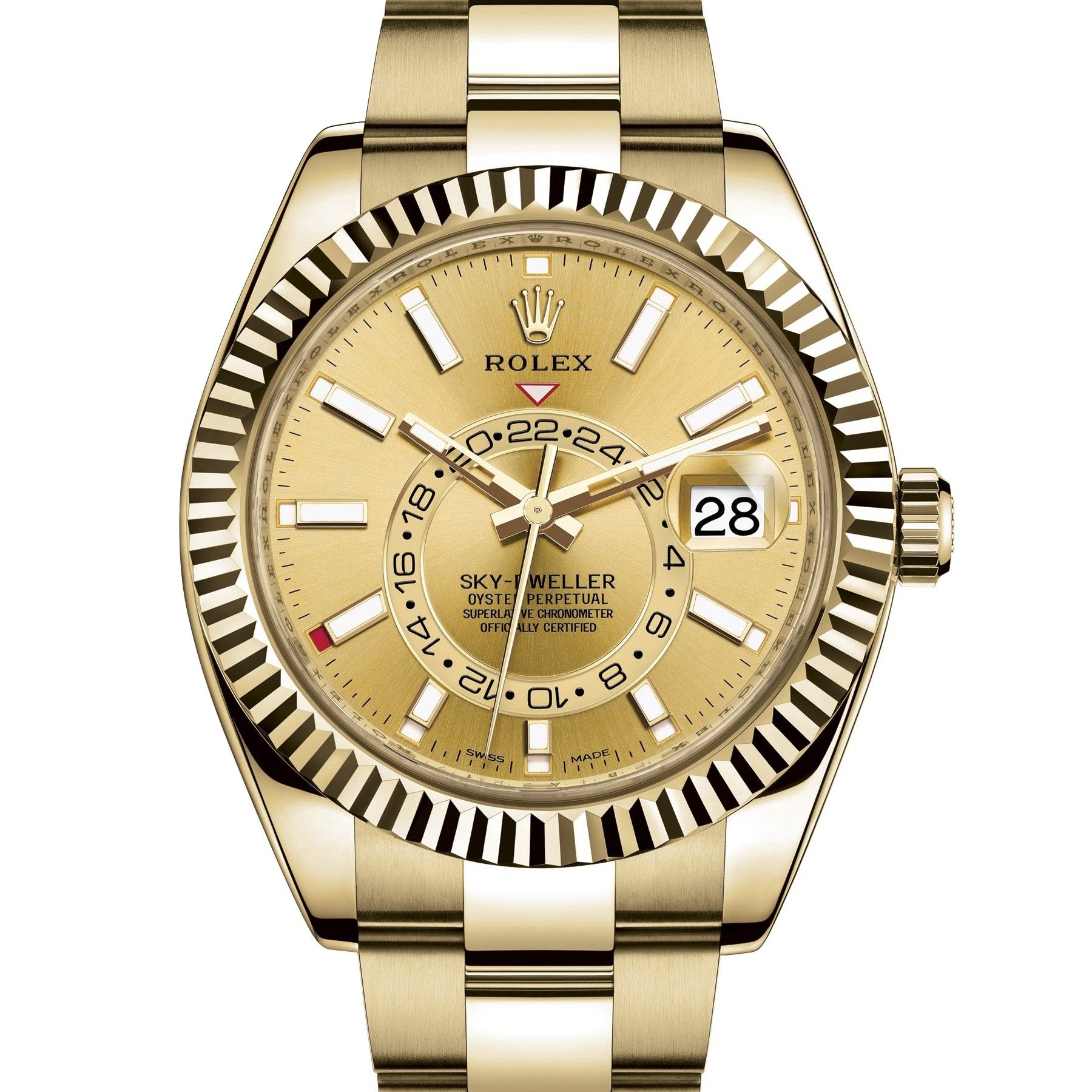 Rolex Sky-Dweller 42 Champagne Arabic Dial Yellow Gold Men's Watch 326938