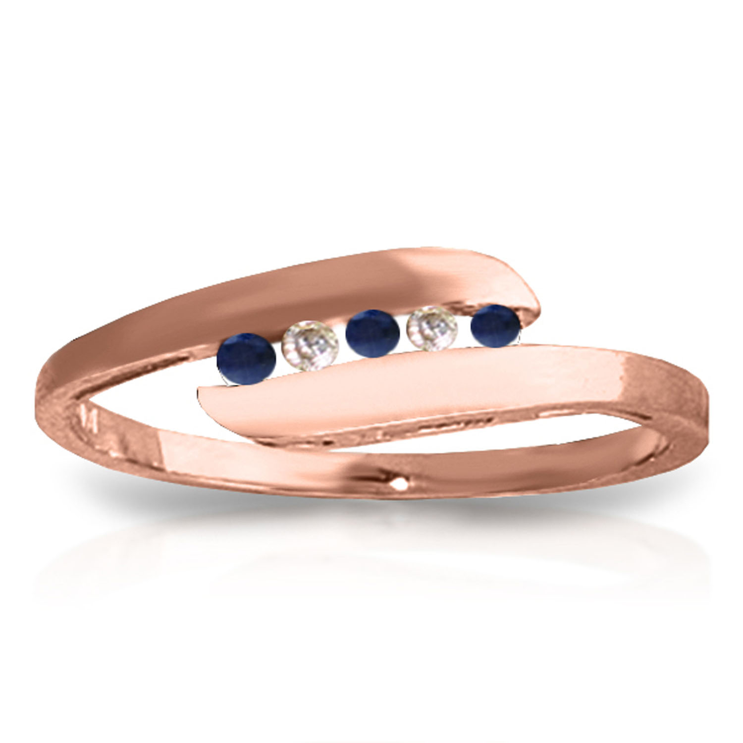 0.25 CTW 14K Solid Rose Gold Ring Channel Set Diamond Sapphire