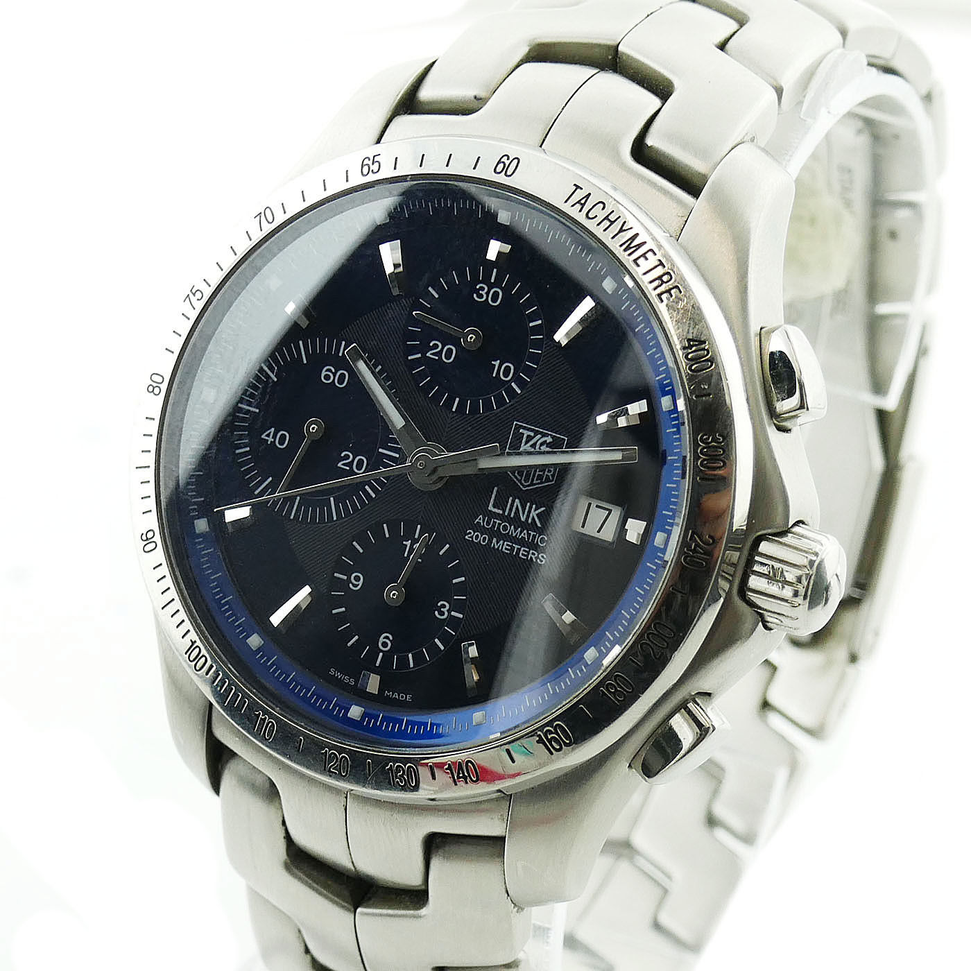 Tag Heuer Link CJF2114 Stainless Steel Chrono Blue Dial 42mm Mens