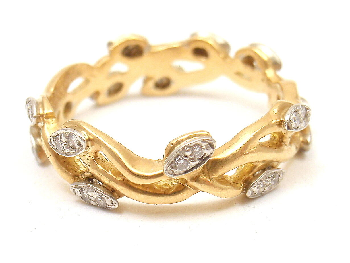 Vera Wang Fine Jewelry 18k Yellow Gold Diamond Vine Motif Band Ring