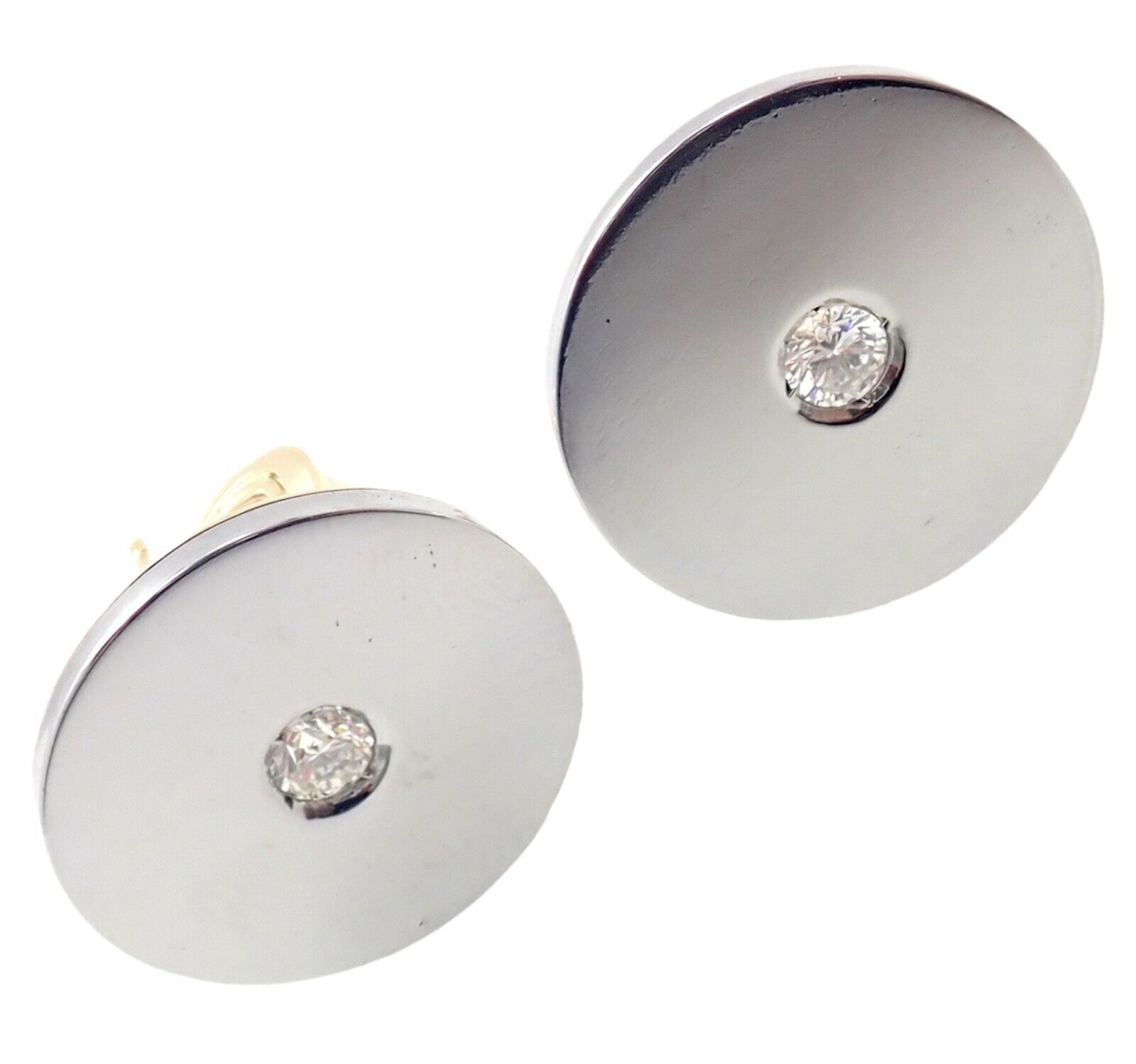 Bvlgari Bulgari 18k Yellow + White Gold Diamond Disc Earrings