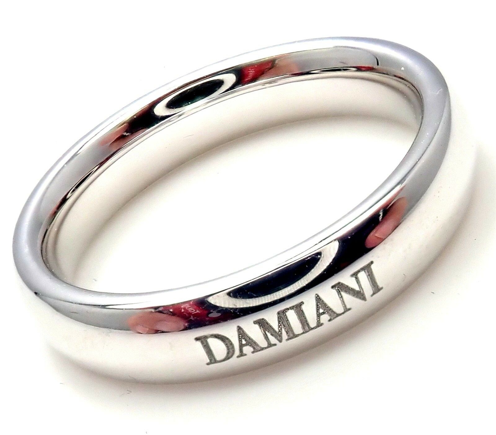 Damiani 18k White Gold 4.5mm Band Ring Sz 8