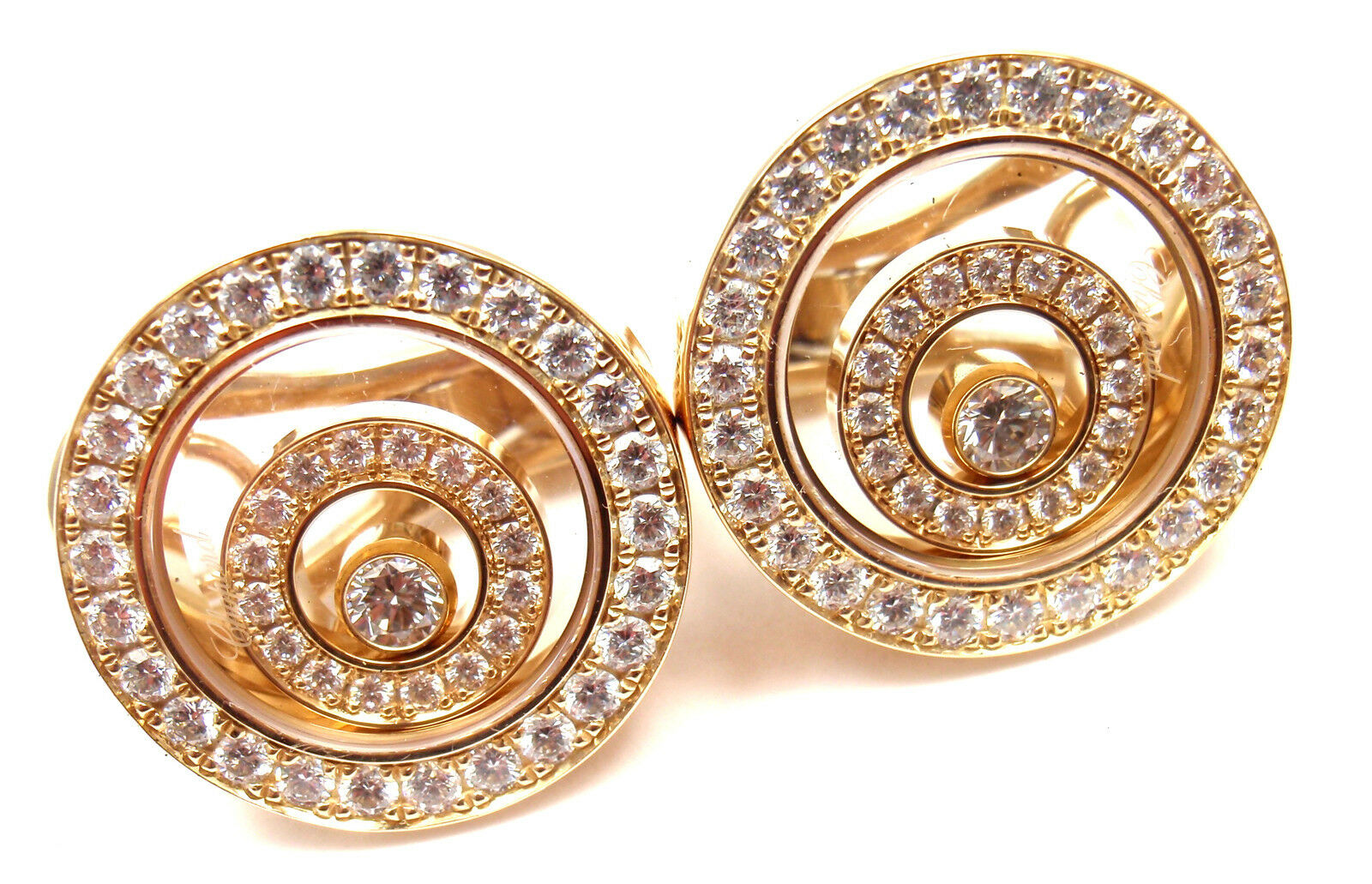 Chopard 18k Yellow Gold Happy Spirit Diamond Earrings