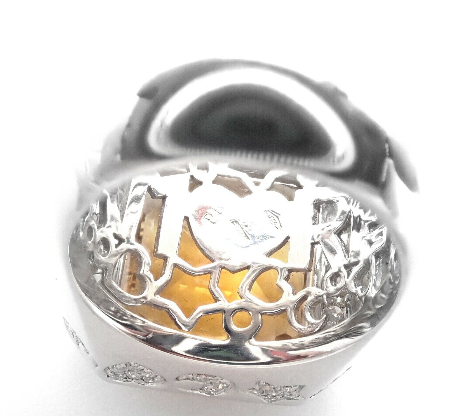 Pasquale Bruni 18k White Gold Diamond Citrine Large Ring
