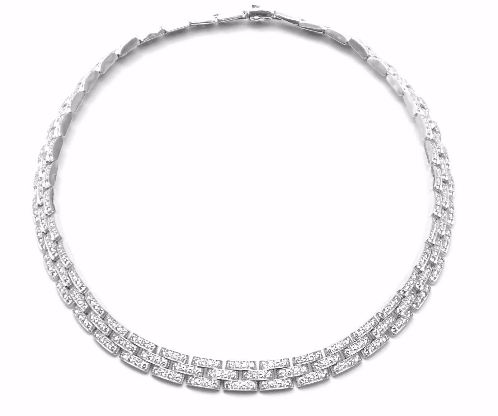 Cartier Maillon Panthere 18k White Gold 15ct Diamond Necklace Cert.