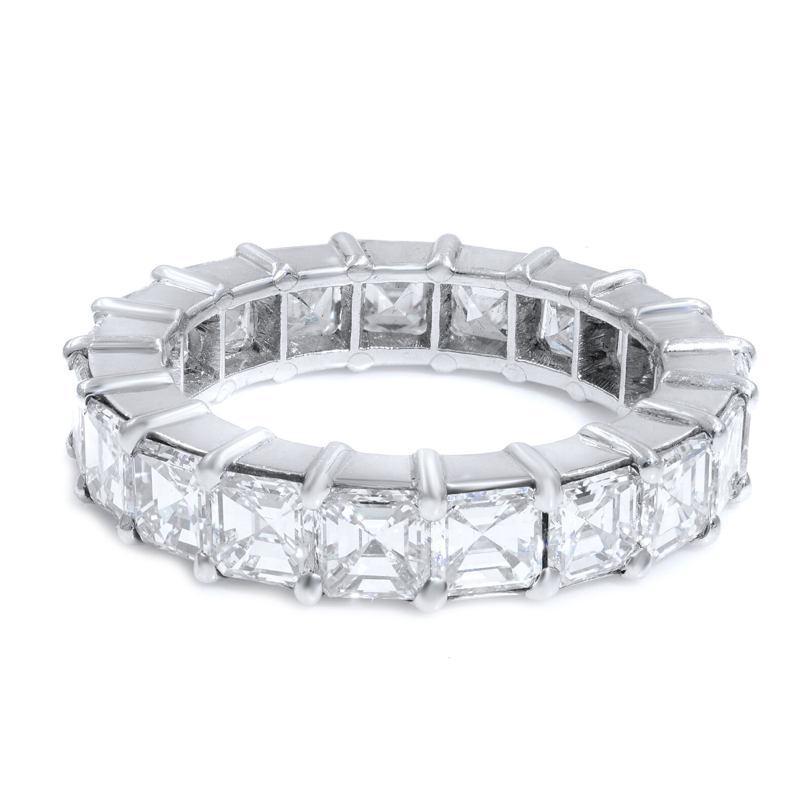 True Asscher Cut Diamond Eternity Band Ring 5.07cts Platinum Size 7