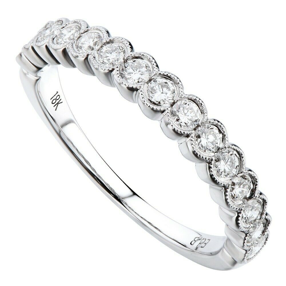 True 18K White Gold 0.49cts Genuine Diamond Pave Ladies Ring Size 6.5