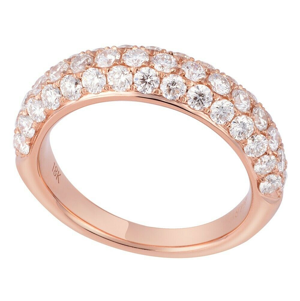 True 18K Rose Gold 1.65cts Genuine Diamond Pave Ladies Ring Size 6.5