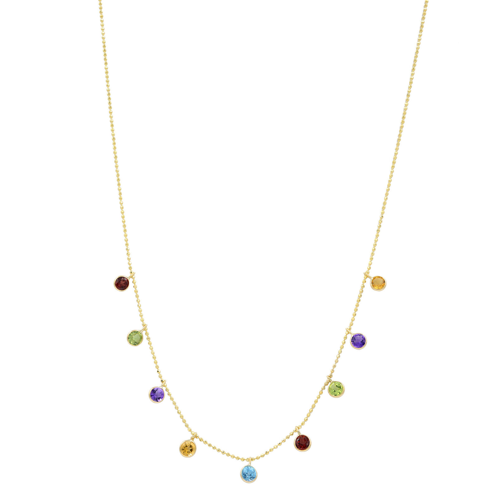 True Gemstone By The Yard Chain Necklace 14K Yellow Gold 18 inches