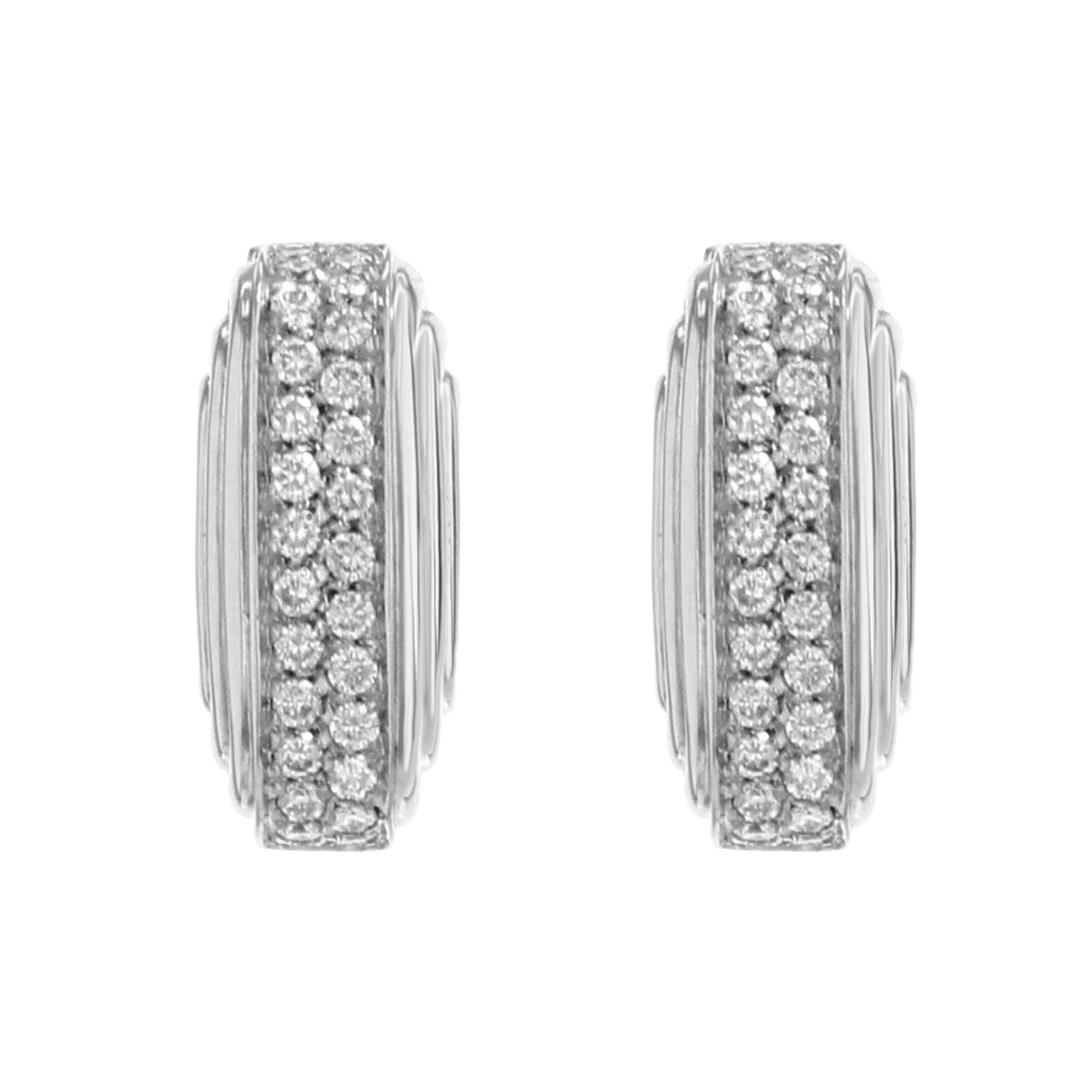 True 18K White Gold 0.68 Cttw Diamonds Huggie Ladies Earrings 15.5 g