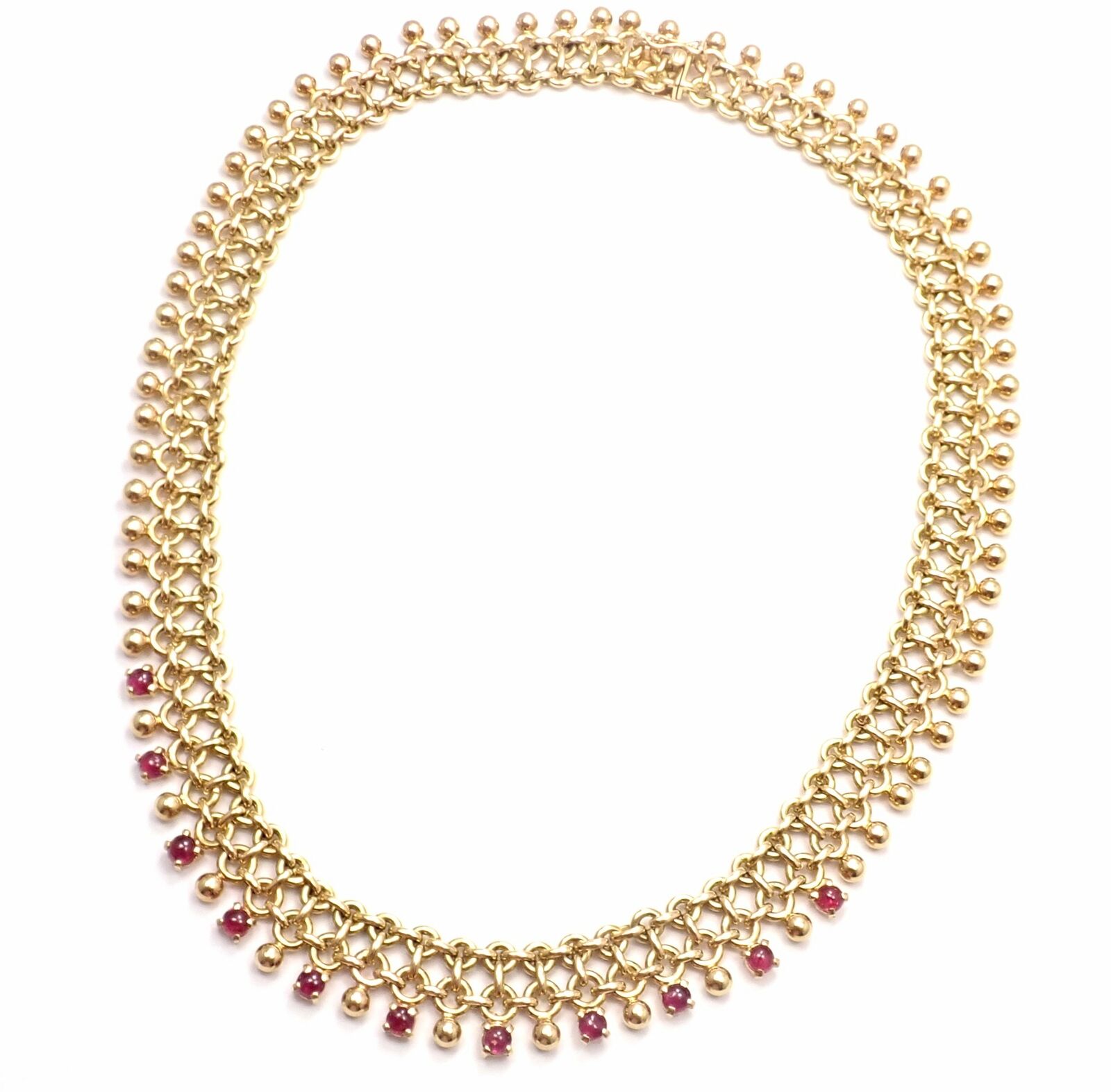 Rare! Vintage Authentic Tiffany  Co 18k Yellow Gold Ruby Collar Necklace