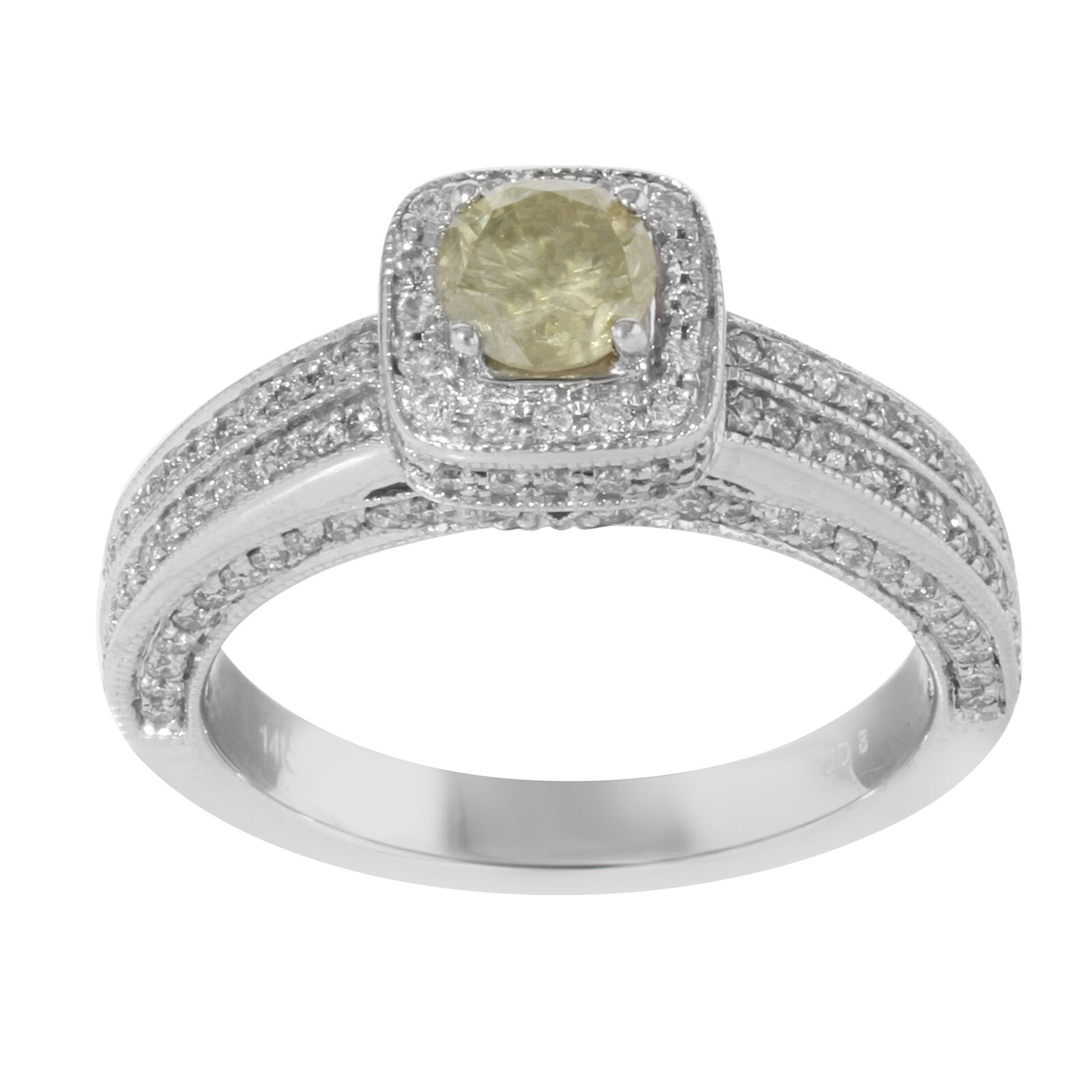 True Fancy Yellow Halo Set Diamond Wedding  Enagagmnet Ring 1.92 Cttw
