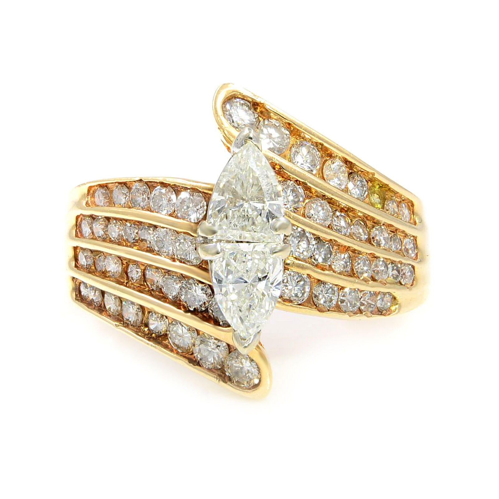 True Diamond Engagement Ring Marquise Illusion 14K Gold 1.75 Cttw Size 6