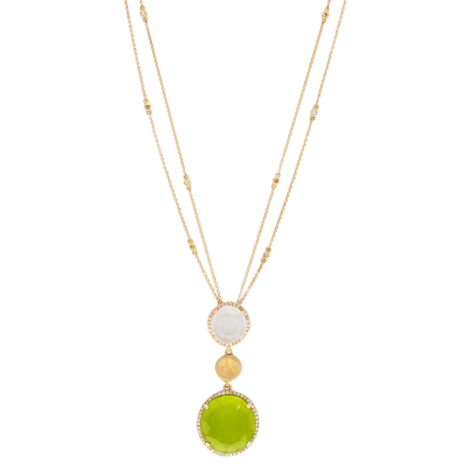 True Rose Gold Color Stone Drop Pendant Necklace 14K Rose Gold