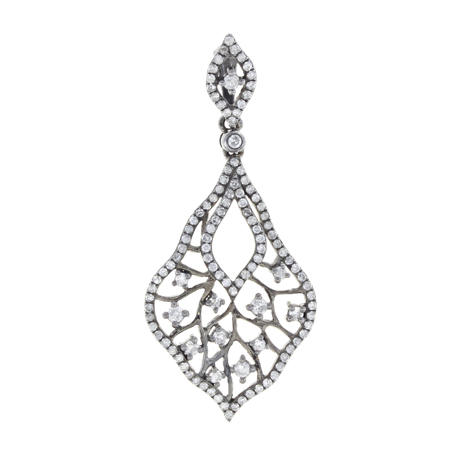 True White Gold Black Rhodium Diamond Drop Pendant 14K 0.67cttw