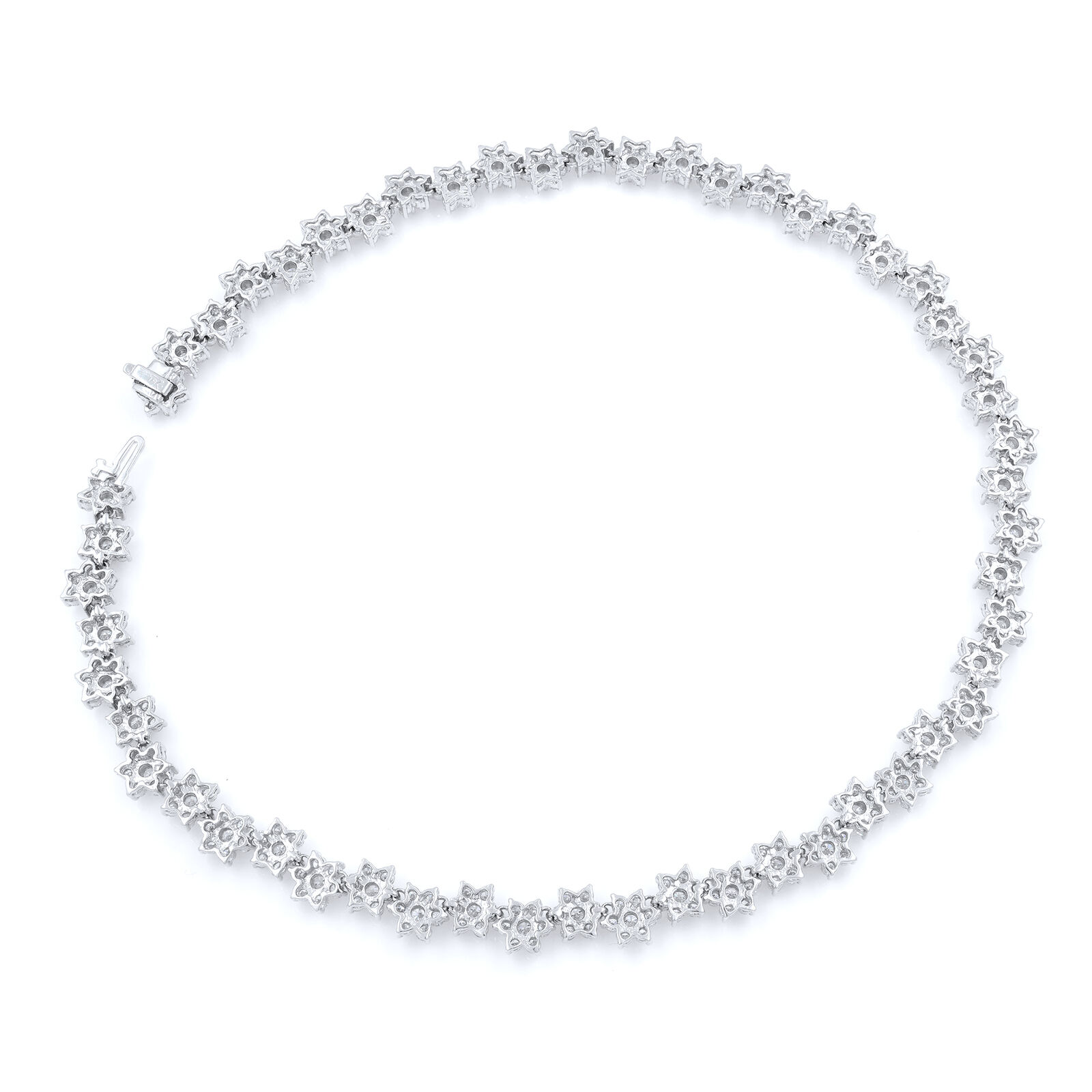 True Floral Motif Diamond Cascade Necklace in White Gold 20.35cts