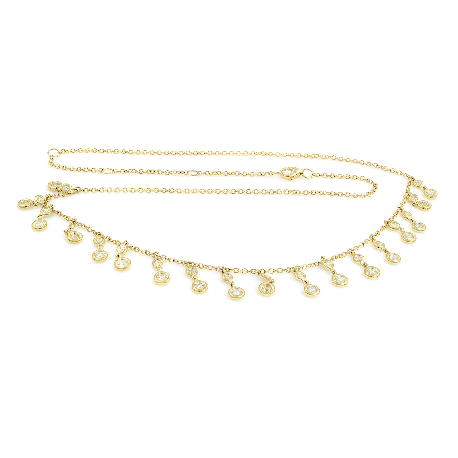 True 14K Yellow Gold Diamond Drop Necklace 0.93cts
