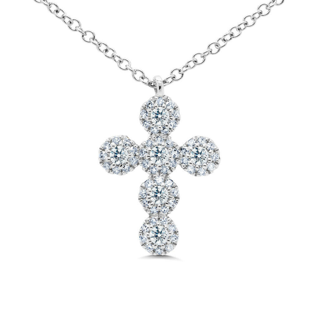 True Diamond Cross Pendant 0.25CT 14K White Gold