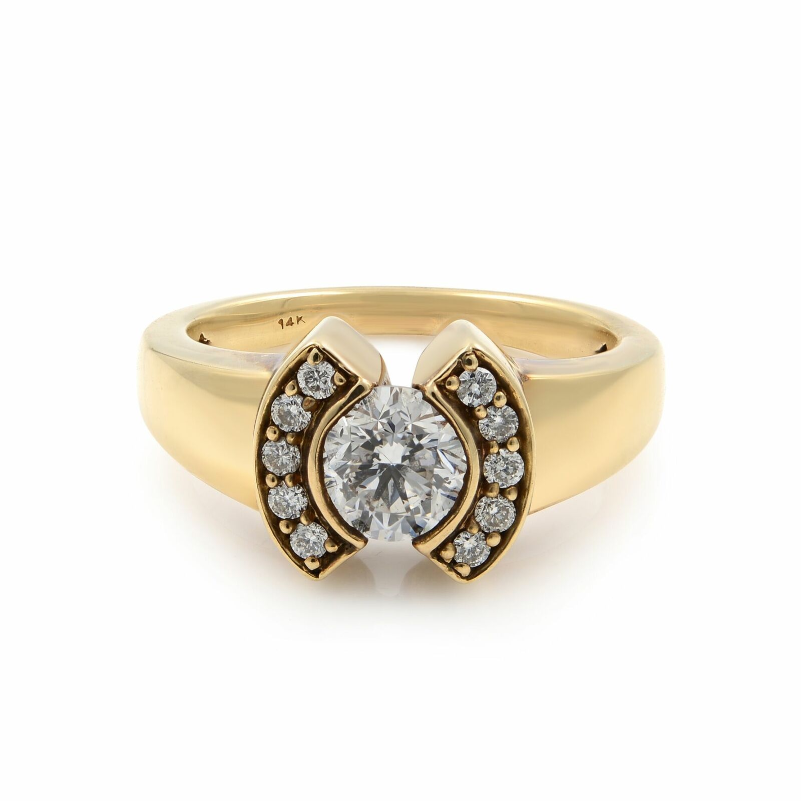True 14K Yellow Gold Diamond Womens Cocktail Ring 1.00 Cttw Size 7
