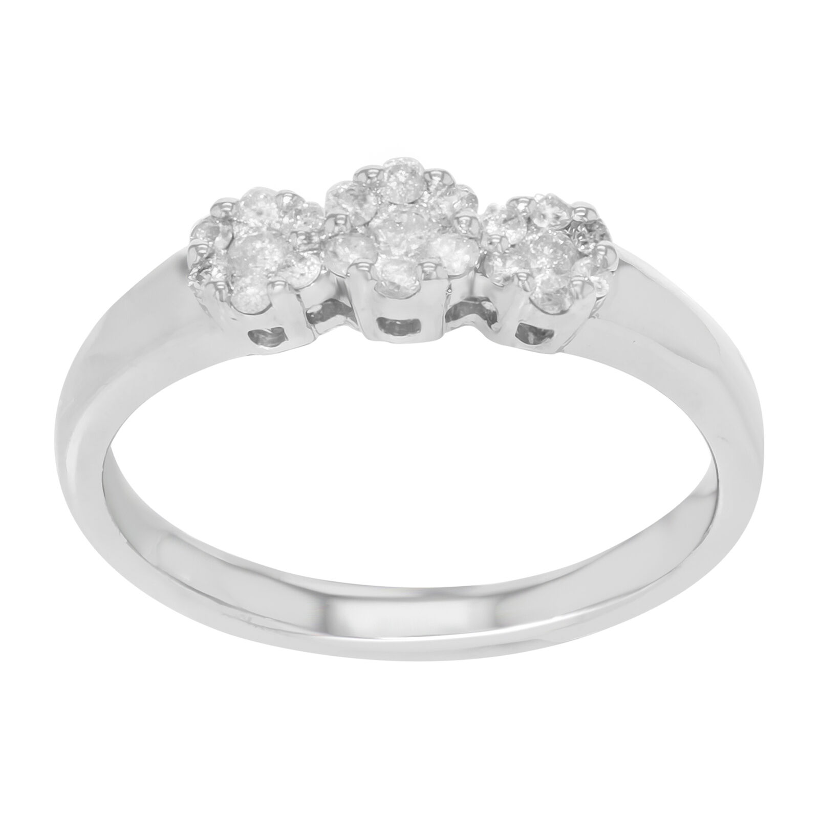 True 14k White Gold  0.37Cttw Theree Diamonds Womens Ring Size 7