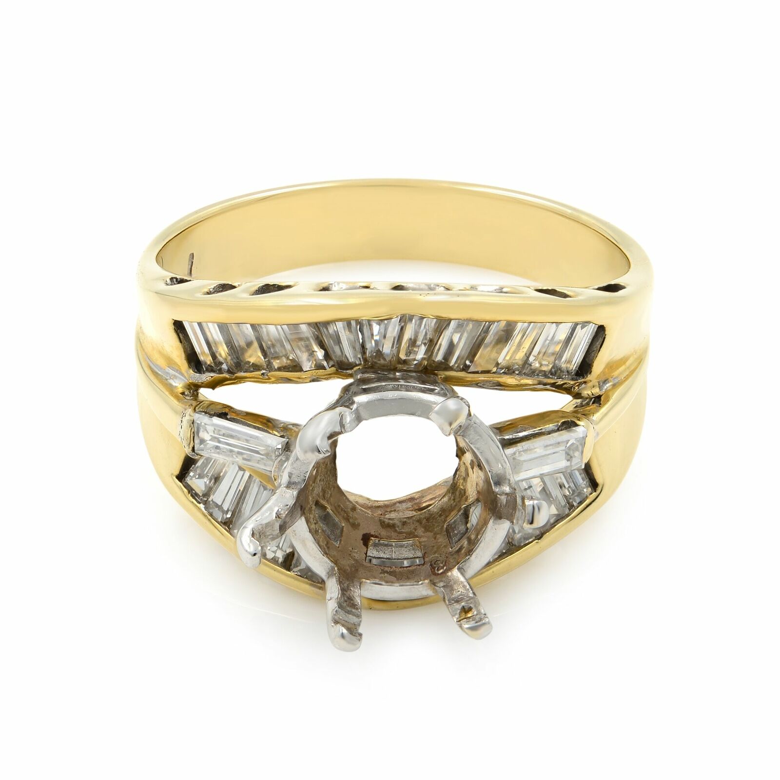 True 14K Yellow Gold Diamond Accented Engagement Ladies Ring Size 7.5