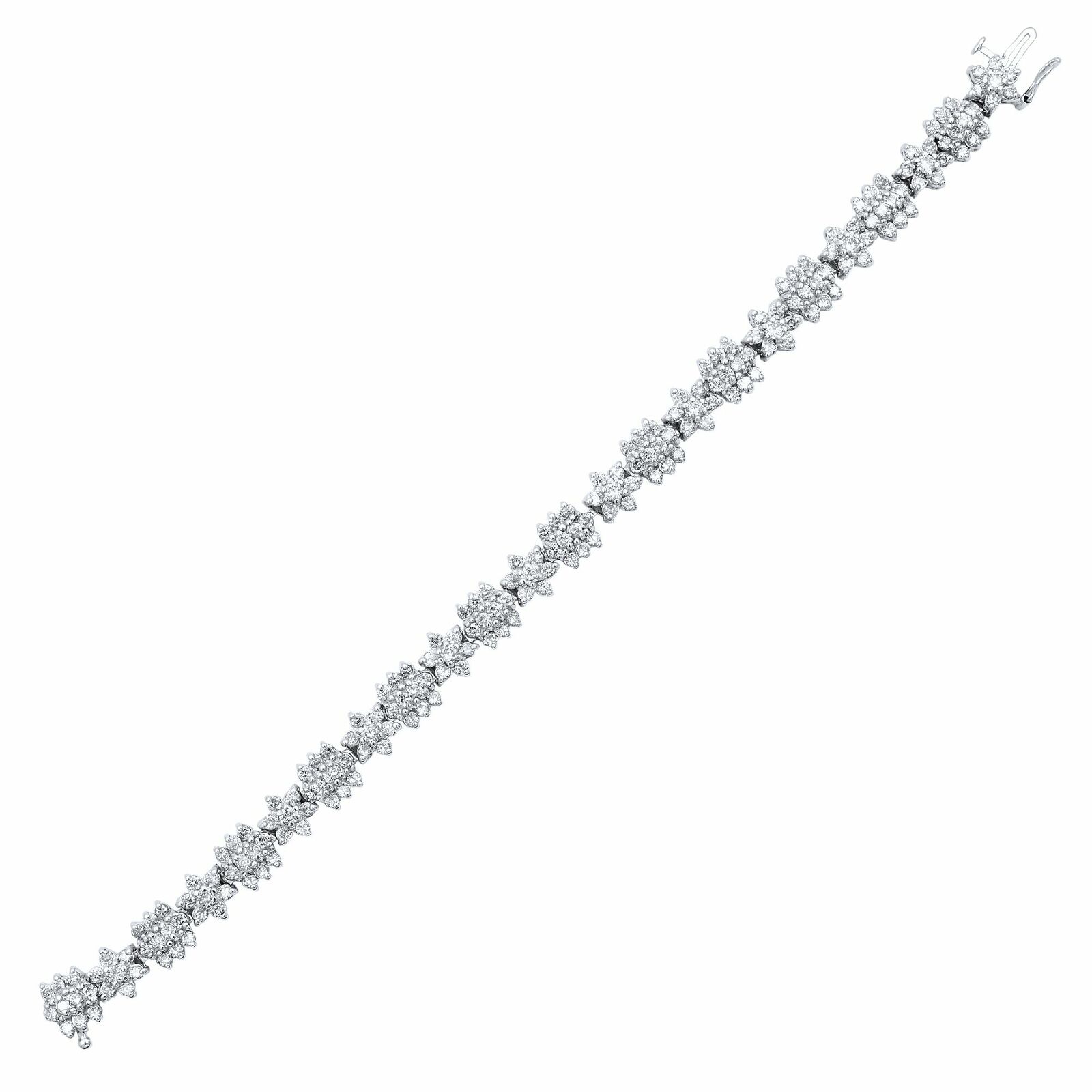 True 14K Yellow Gold Rhodium Plated Diamond Floral Design Bracelet 6.00ct
