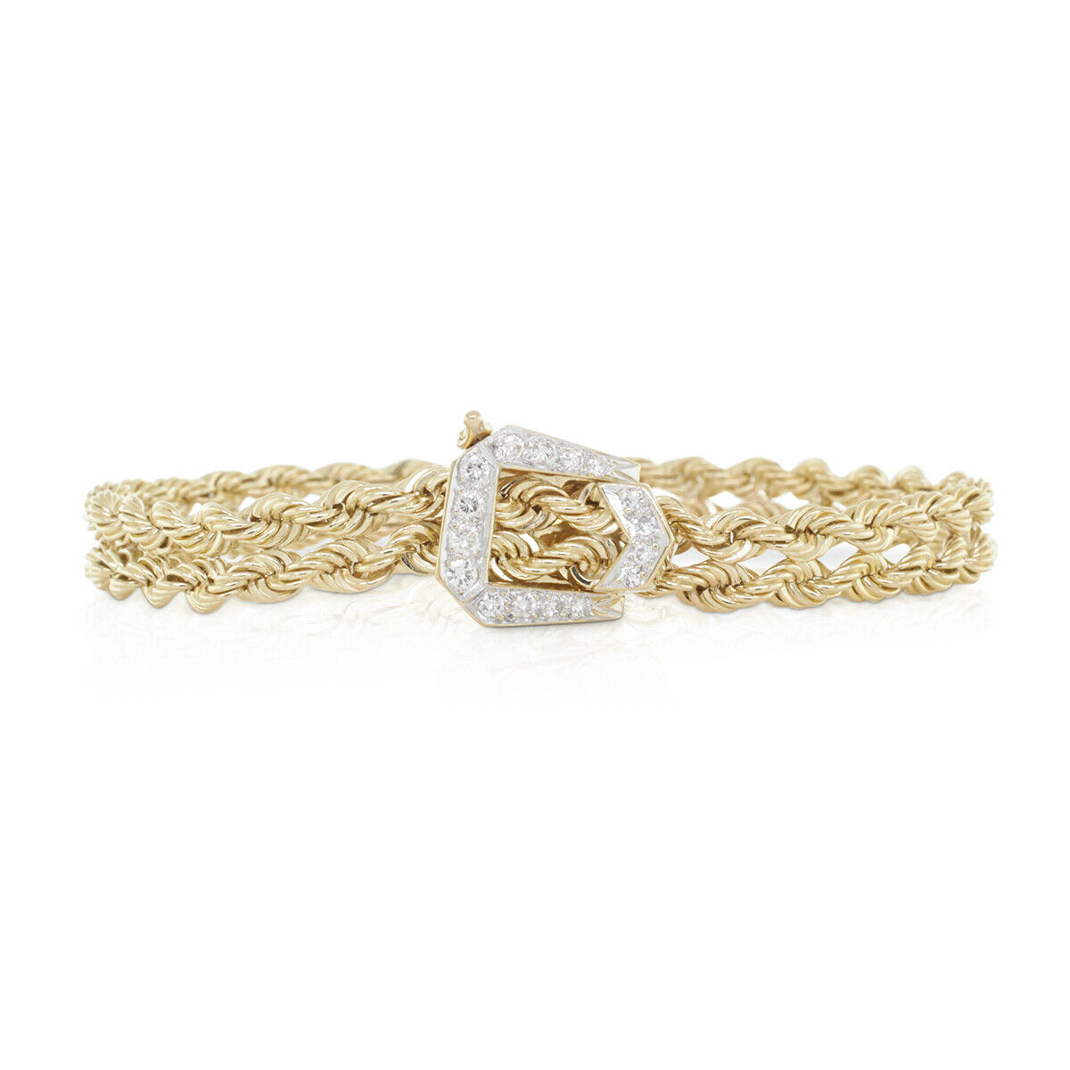 True Retro Woven Mesh Braided Diamond Bracelet With Diamond Buckle Accent