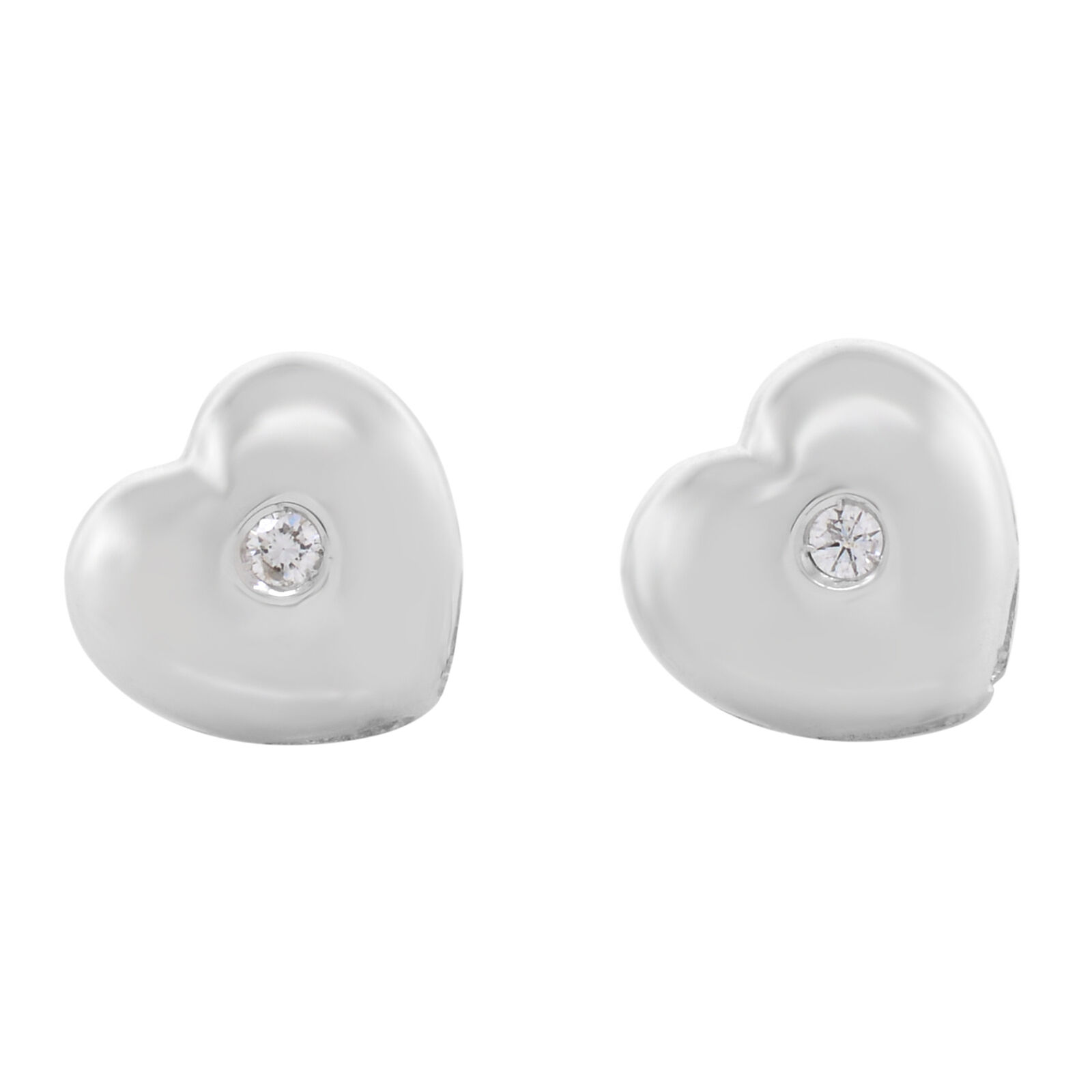 True 18K White Gold Diamond BO Ladies Earrings 0.05 Cttw BO336-27