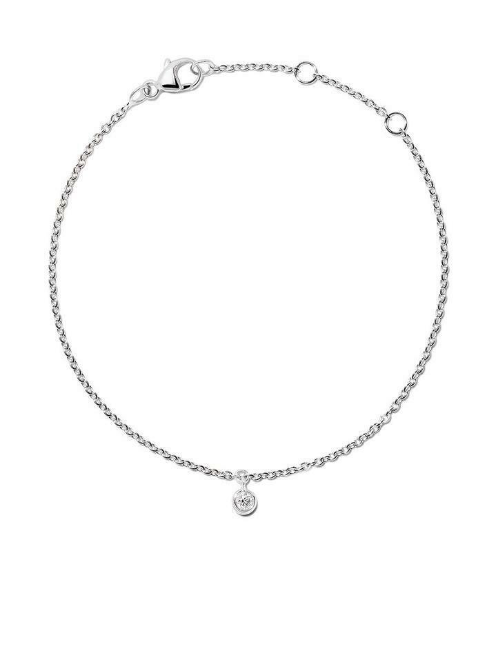 True Delicate Round Diamond Chain Bracelet 18K White Gold 0.10 cttw
