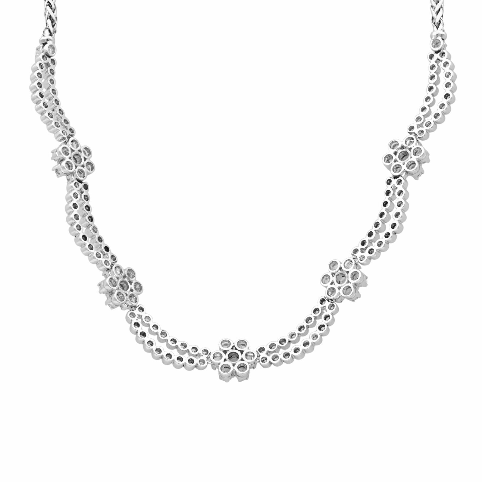 True 18K White Gold Diamond Jewelry Set of Earrings and Necklace 6.20cttw