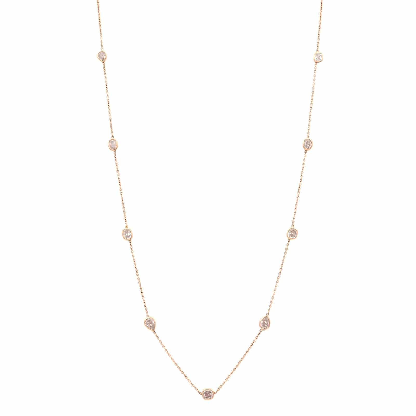 True 14K Rose Gold Diamond By The Yard Necklace 2.78cts