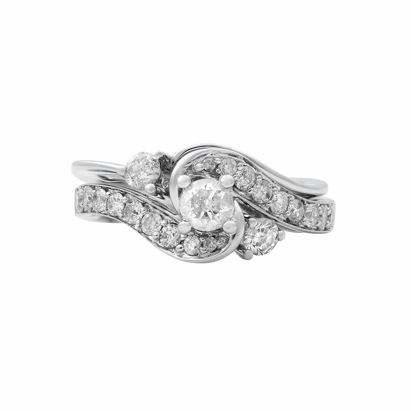 True 14K White Gold 0.60cttw Diamond H SI1 Two Piece Set Ring SZ5.5