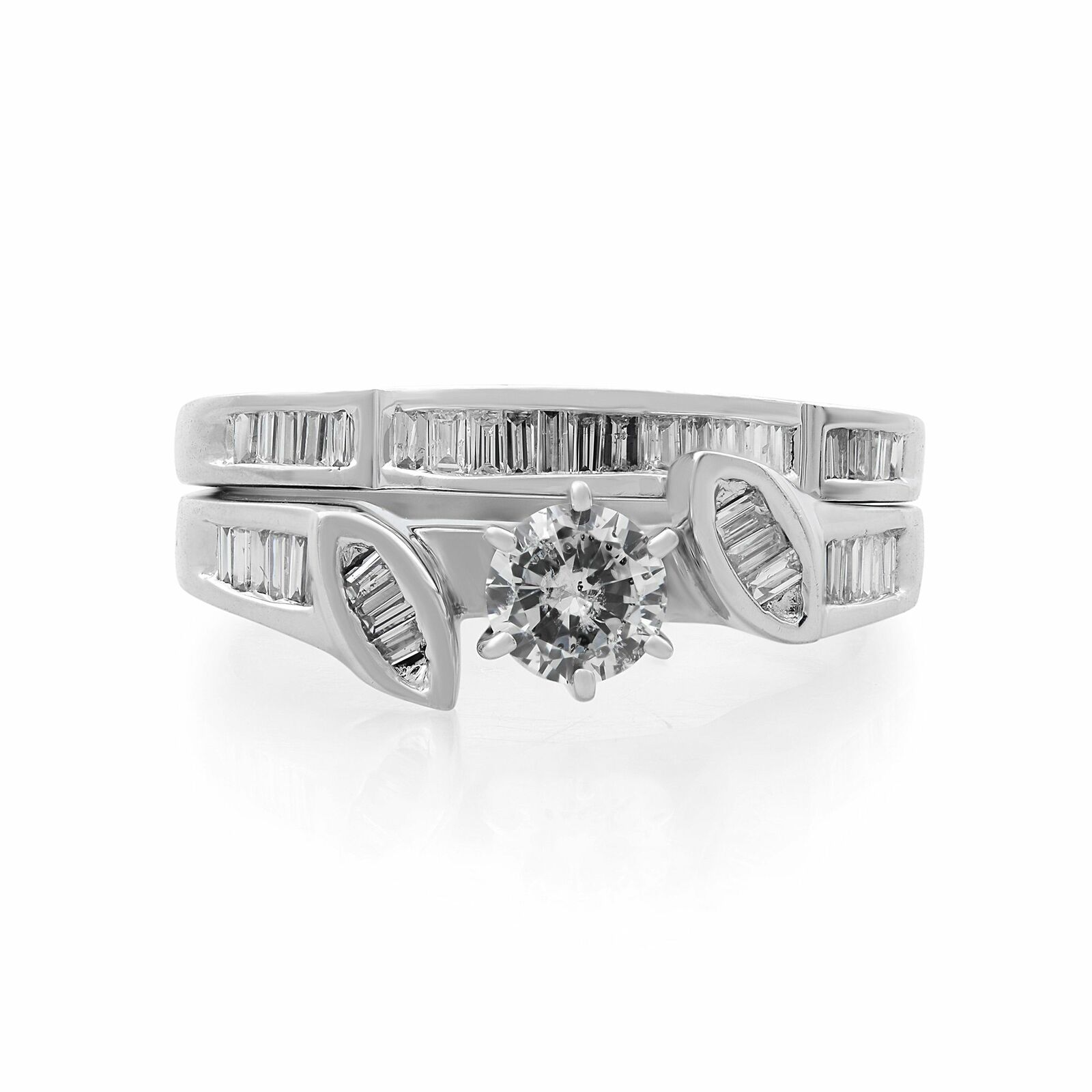 True 14K White Gold 0.75cttw Diamond Ring Two Piece Ring Set SZ7.25