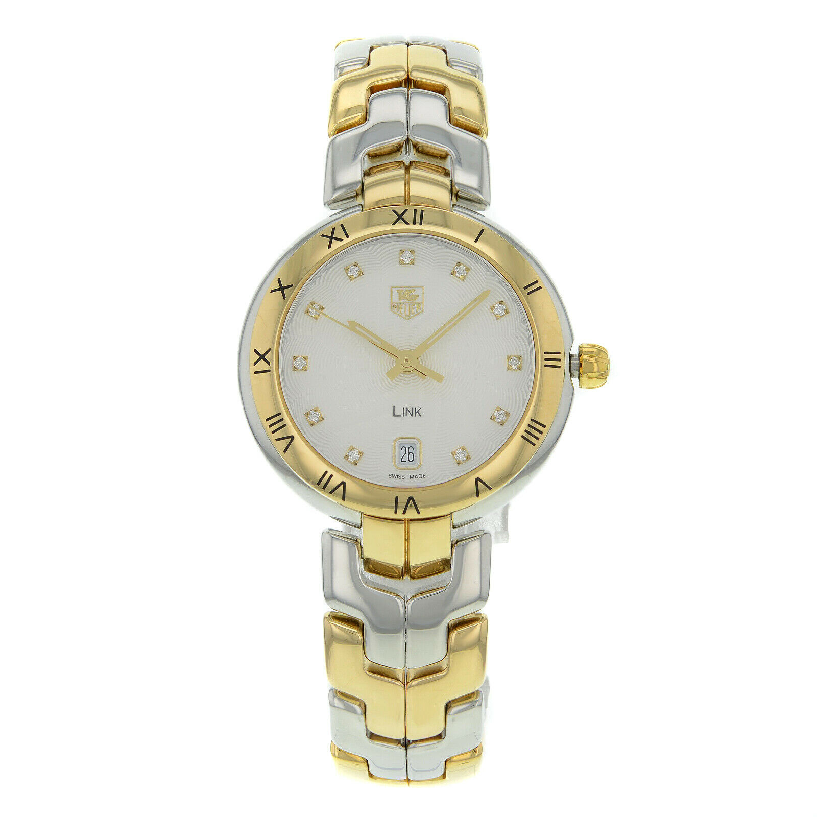TAG Heuer Link Steel 18K Yellow Gold Guilloche Quartz Lady Watch WAT1350.BB0957