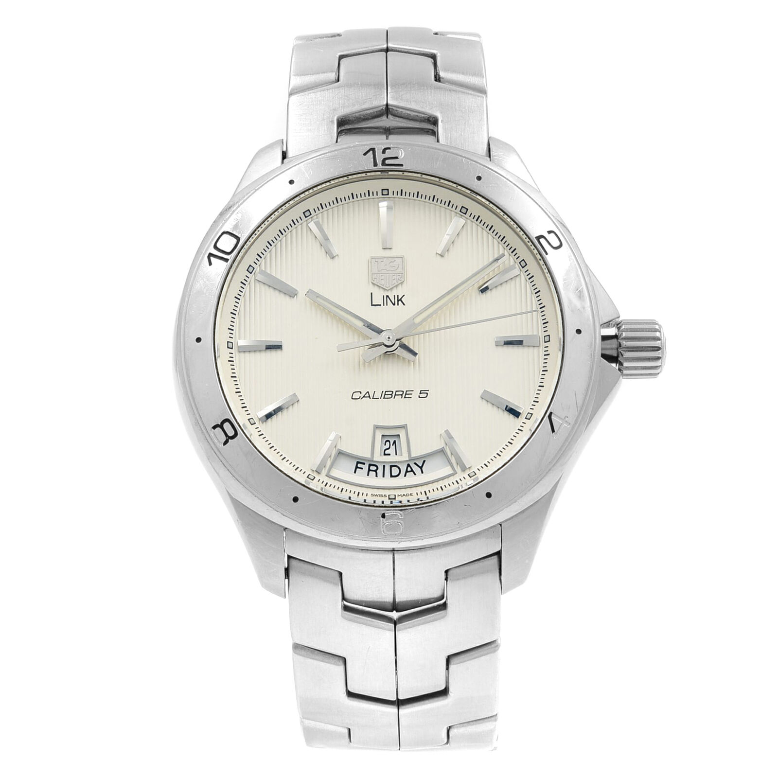 TAG Heuer Link Steel Silver Dial Day Date Automatic Mens Watch WAT2011.BA0951