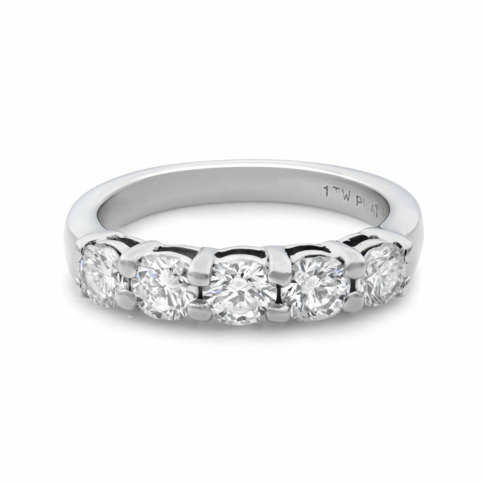 True 950 Platinum 1.00cttw 5 G VS2 Round Diamonds Wedding Ring Sz6