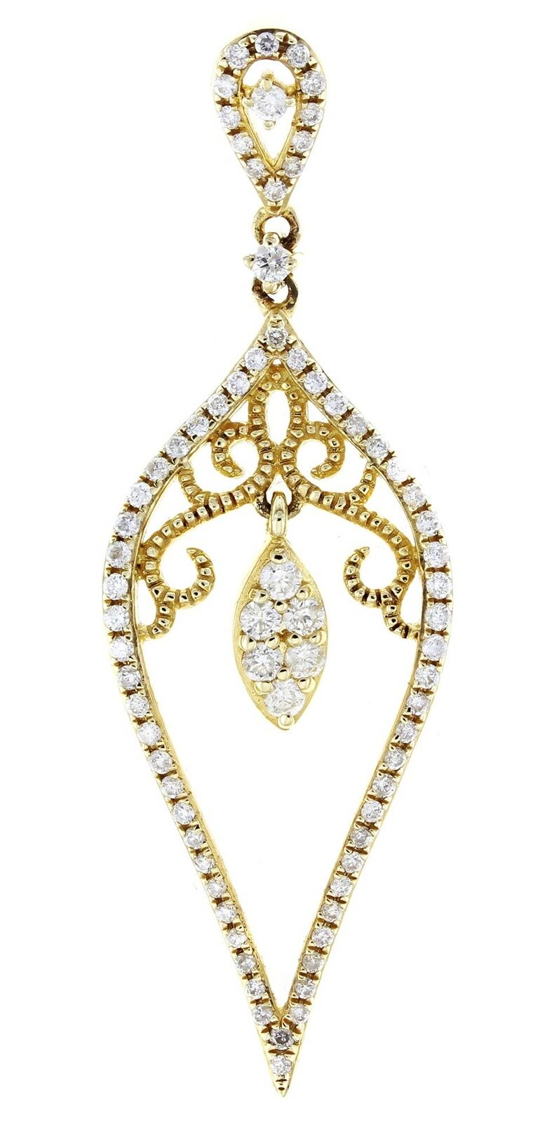 True Yellow Gold Diamond Drop Delicate Pendant 0.42cttw 14K Yellow