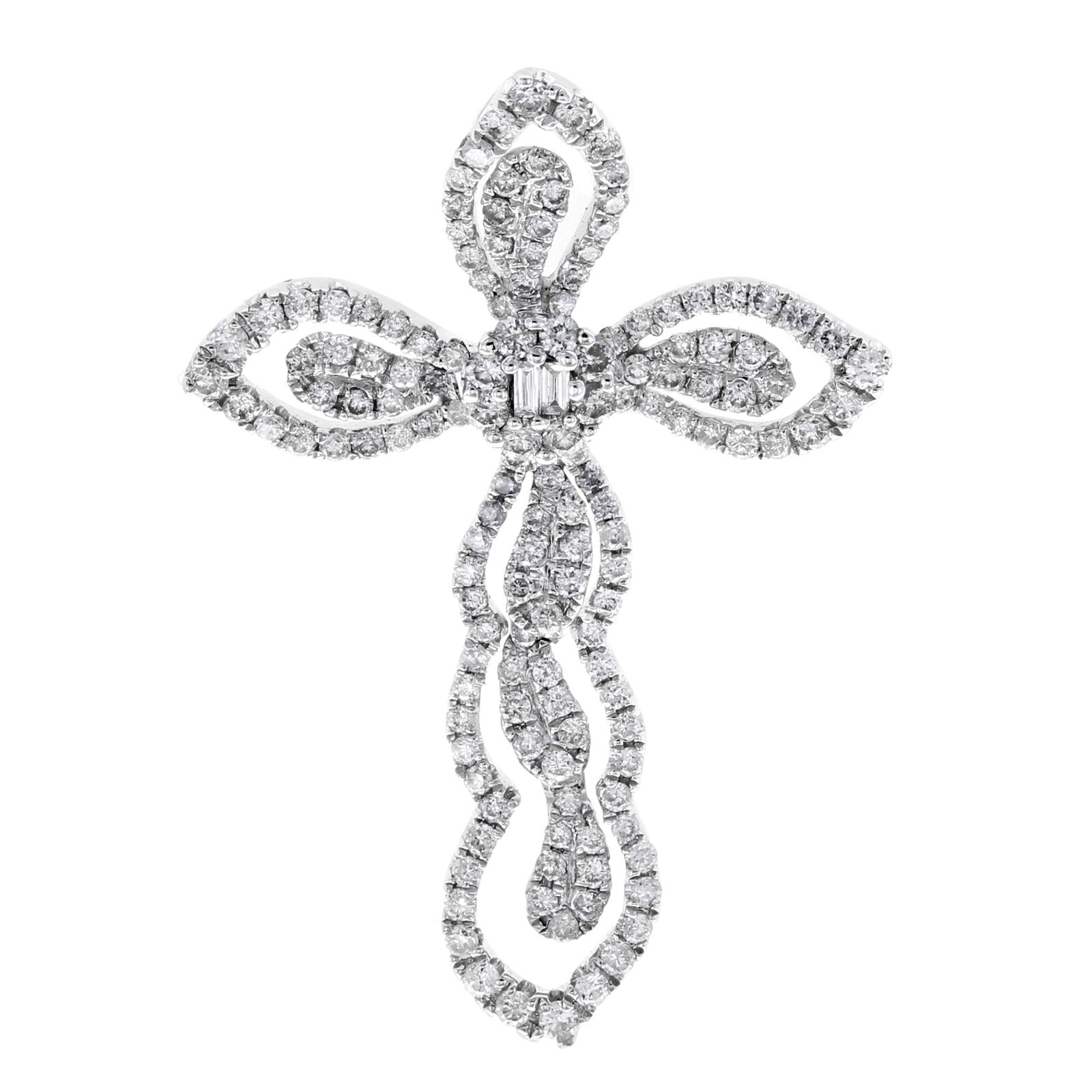 True Pave Diamond Cross Pendant 0.60cttw 18K White Gold